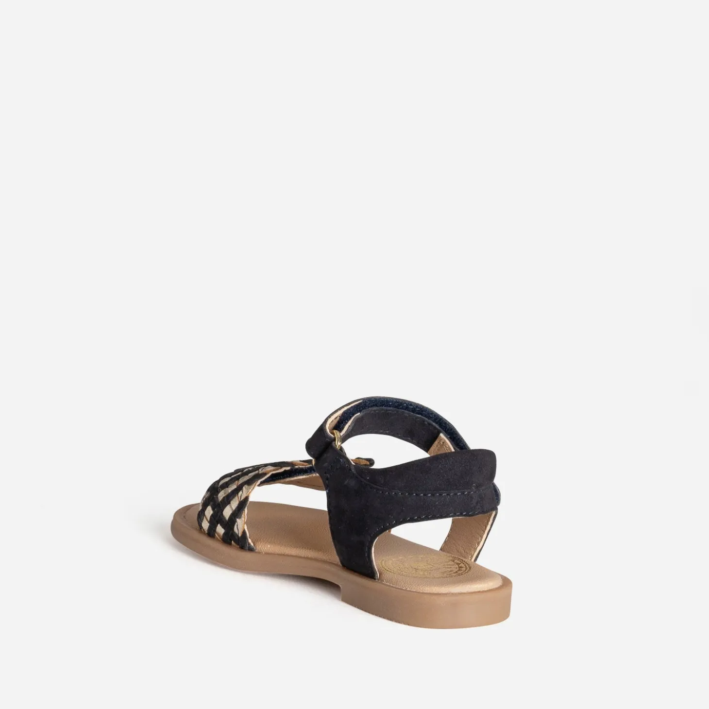 Sandale BUGGY marine cuir tressé