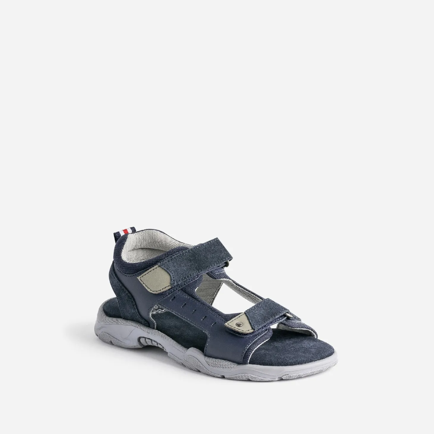 Sandale BUGGY marine en cuir à scratchs