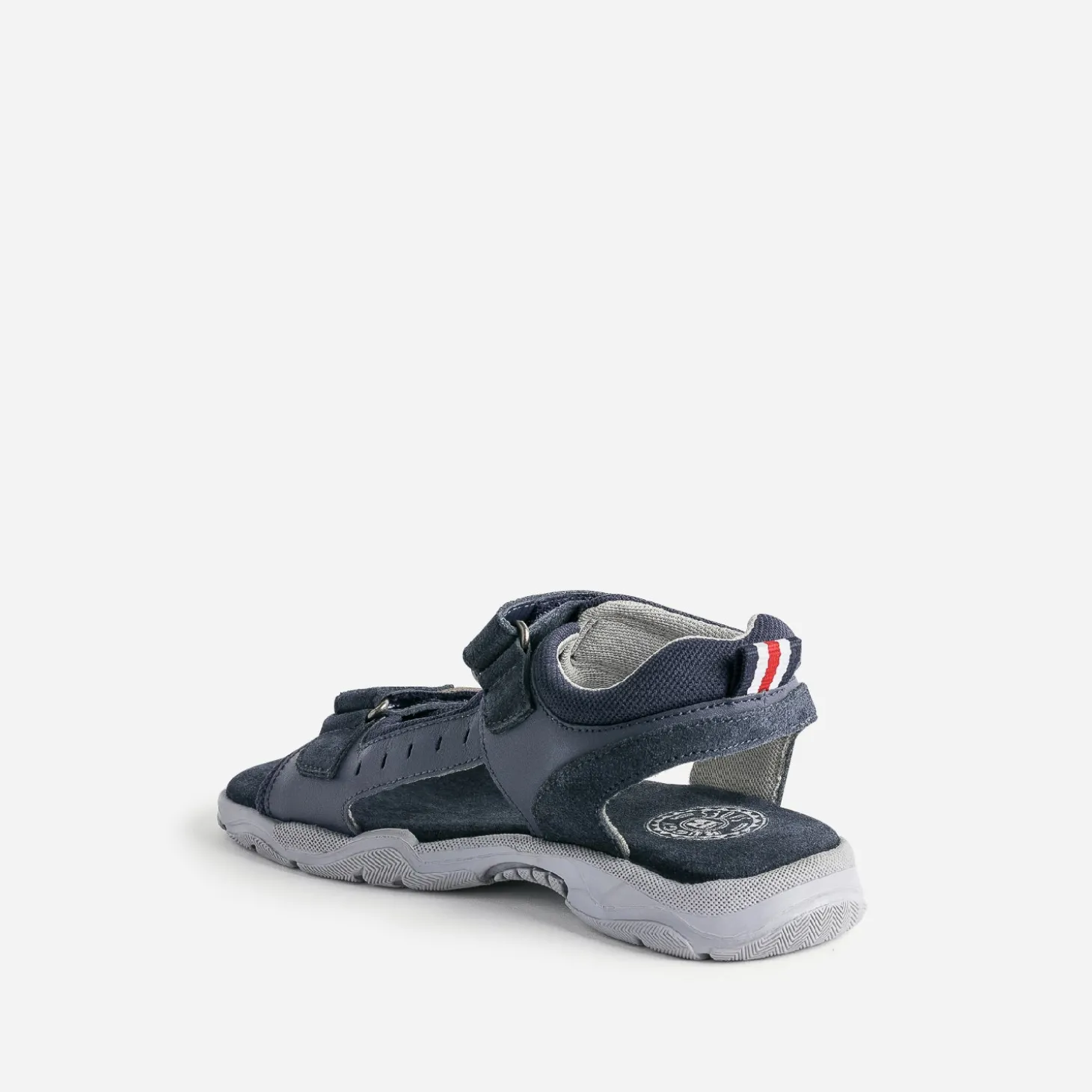 Sandale BUGGY marine en cuir à scratchs