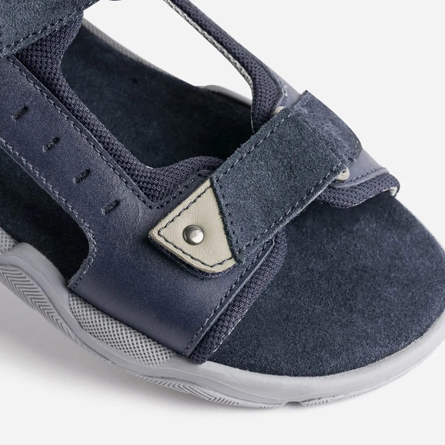 Sandale BUGGY marine en cuir à scratchs