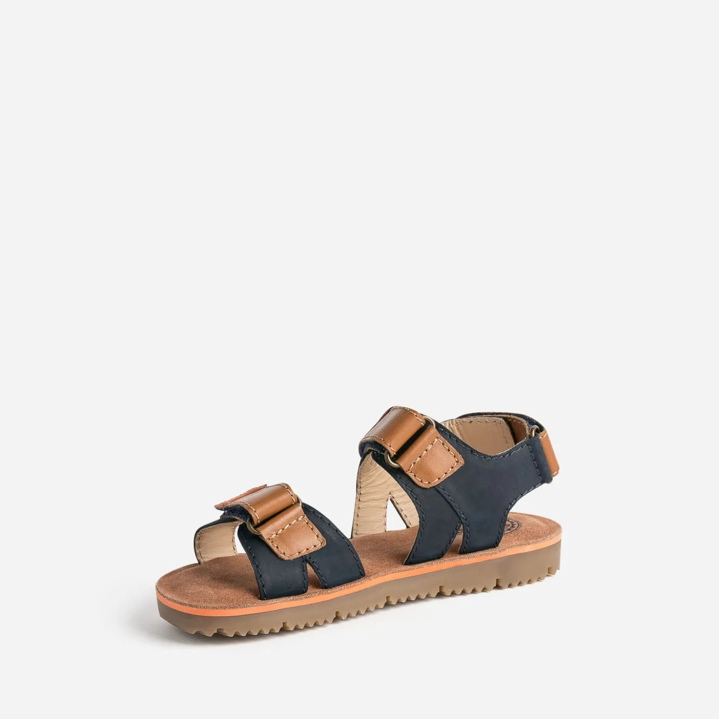Sandale BUGGY marine, marron, orange en cuir