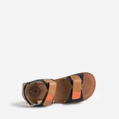 Sandale BUGGY marine, marron, orange en cuir