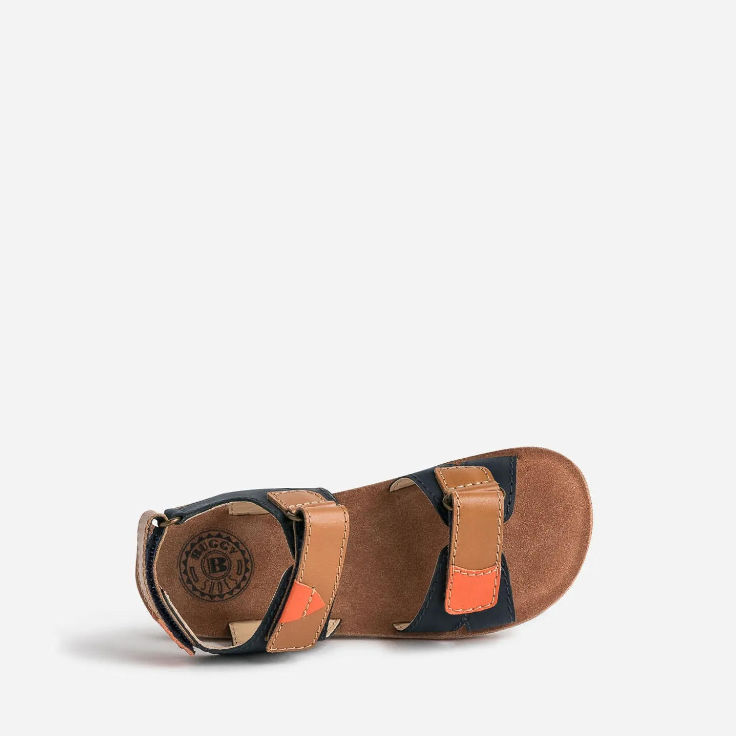 Sandale BUGGY marine, marron, orange en cuir