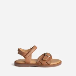 Sandale BUGGY marron cuir ajouré