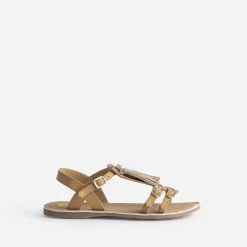 Sandale BUGGY marron cuir pampilles amovibles