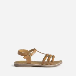 Sandale BUGGY marron en cuir brides tressées