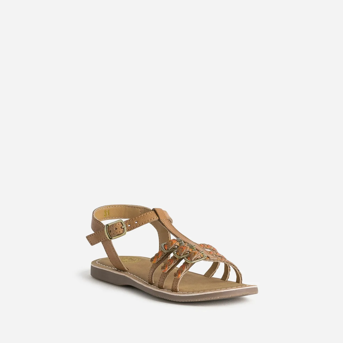 Sandale BUGGY marron en cuir brides tressées
