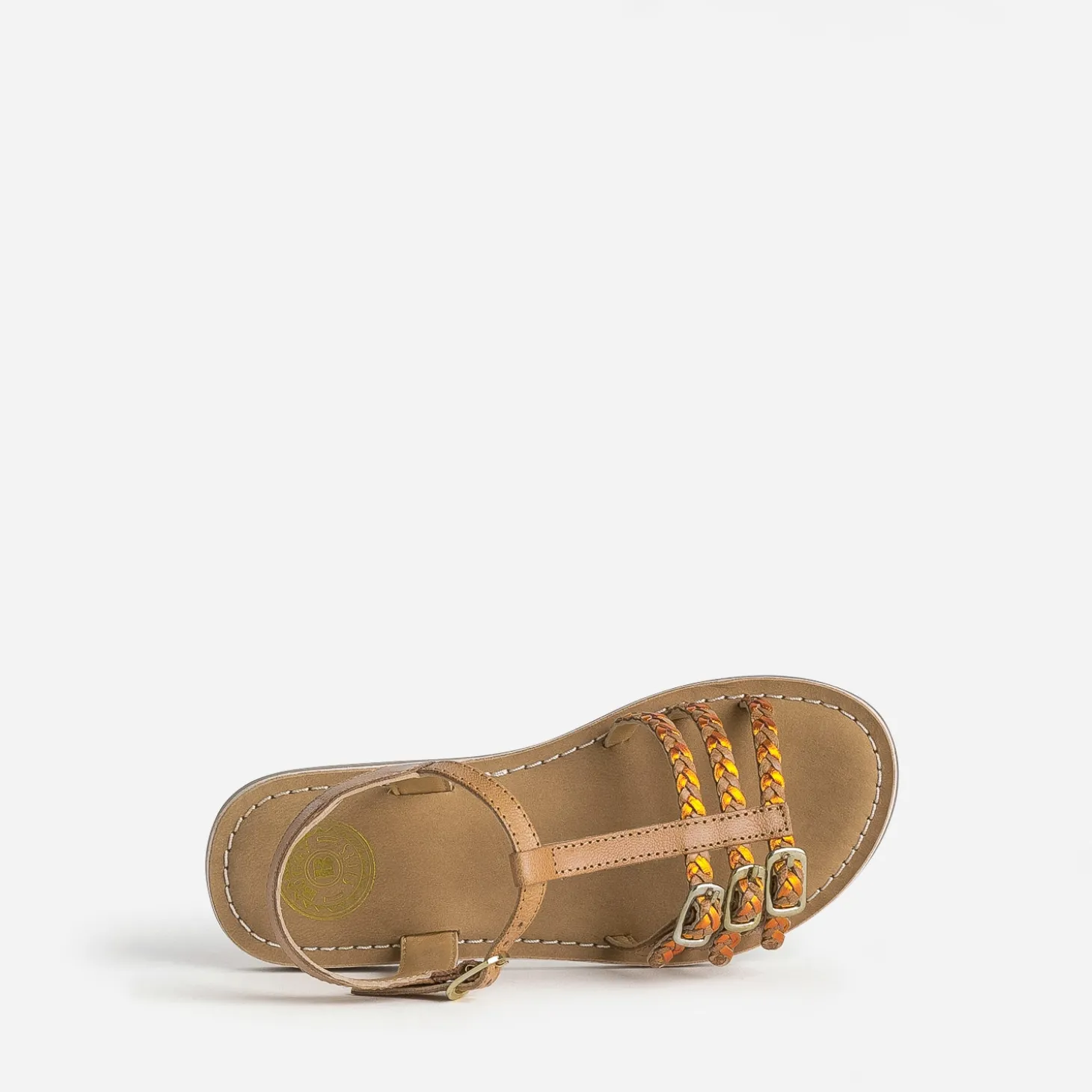 Sandale BUGGY marron en cuir brides tressées