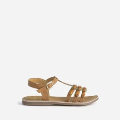 Sandale BUGGY marron en cuir brides tressées