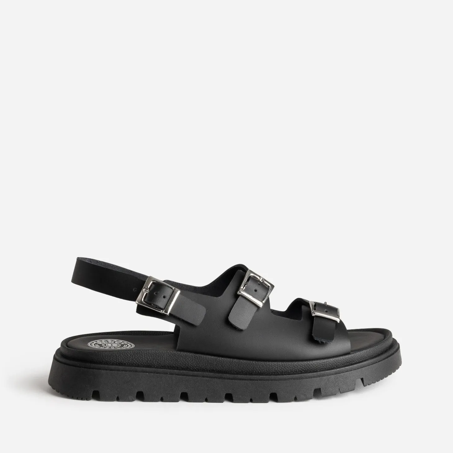 Sandale BUGGY noir cuir semelle crantée