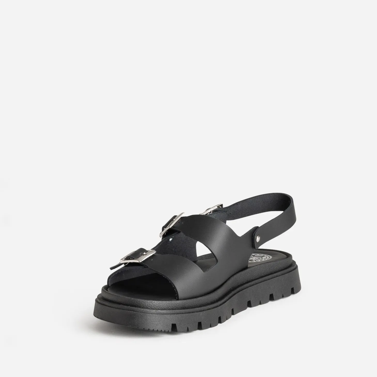 Sandale BUGGY noir cuir semelle crantée