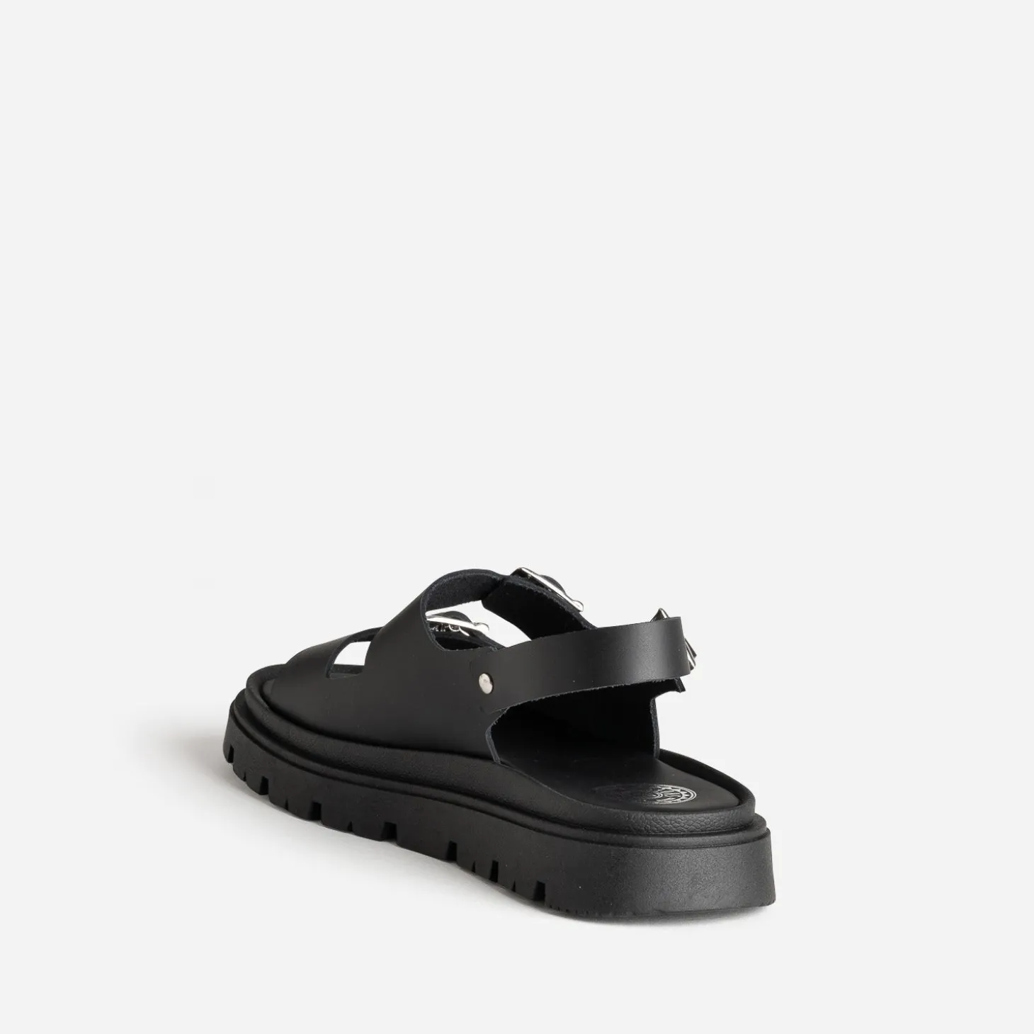 Sandale BUGGY noir cuir semelle crantée