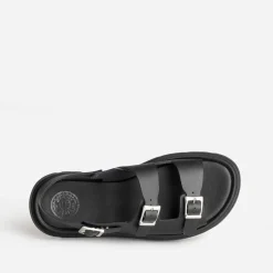 Sandale BUGGY noir cuir semelle crantée