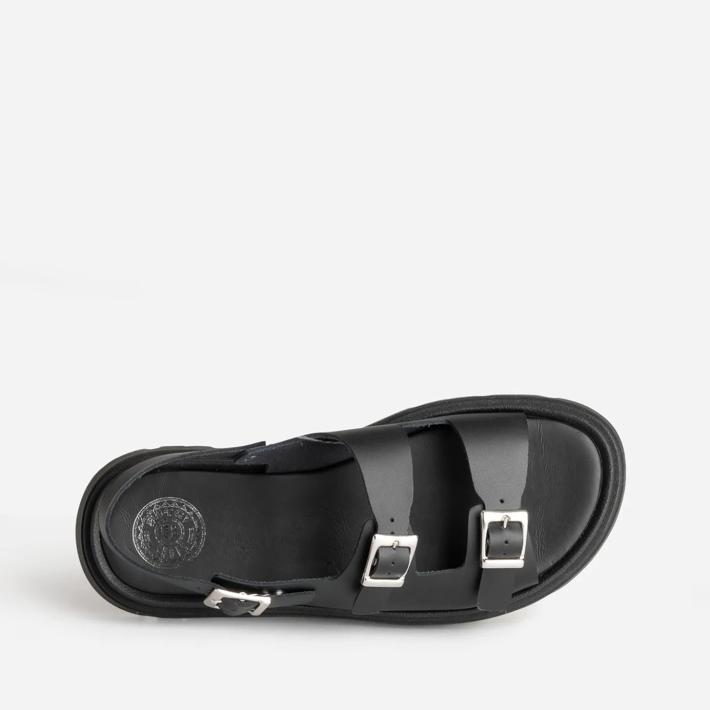 Sandale BUGGY noir cuir semelle crantée