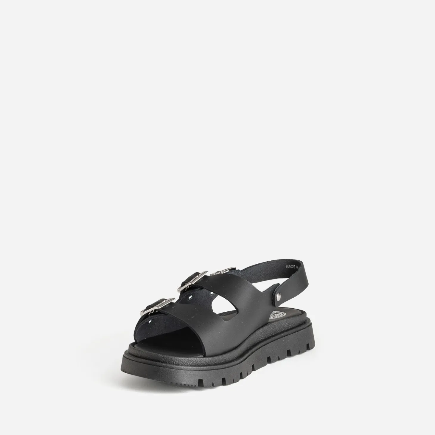 Sandale BUGGY noire cuir semelle crantée