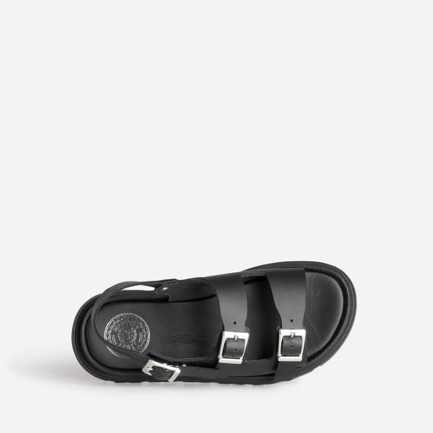 Sandale BUGGY noire cuir semelle crantée