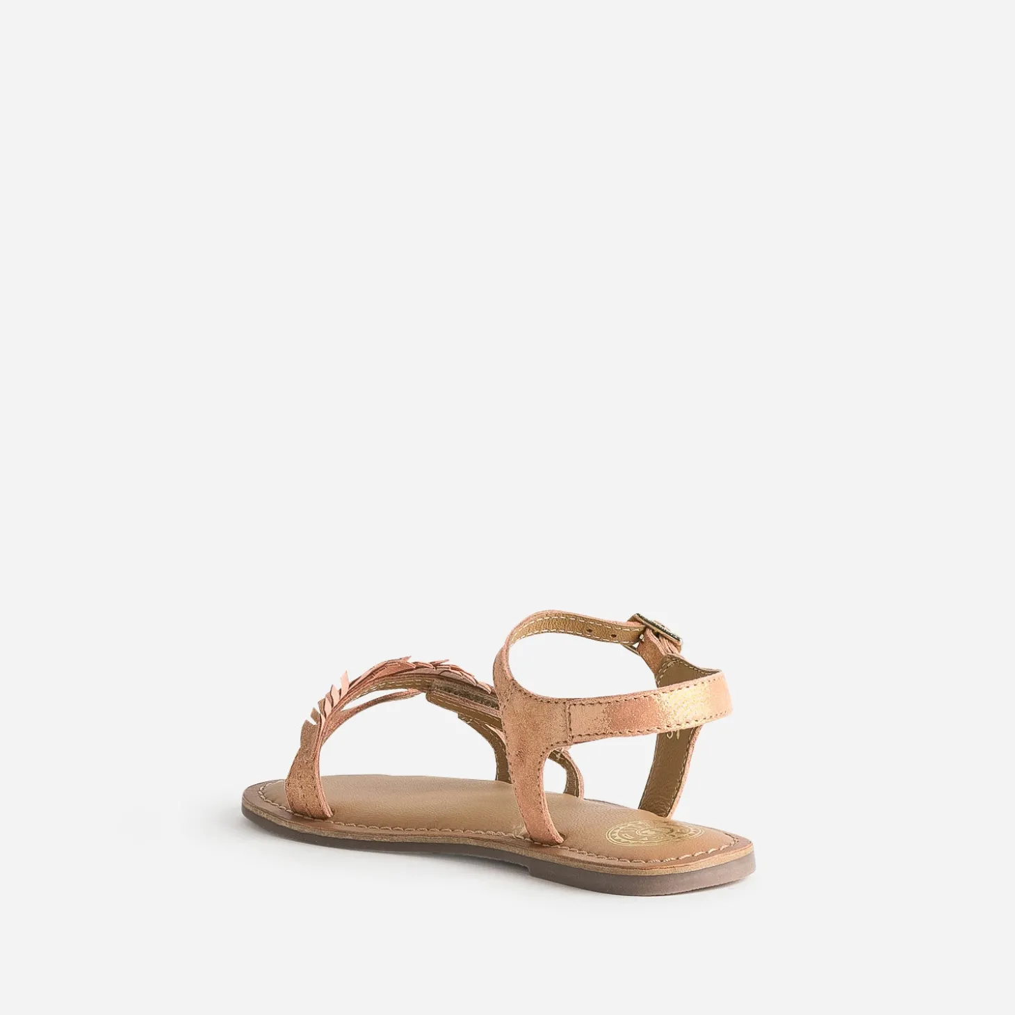 Sandale BUGGY orange cuir velours avec feuilles