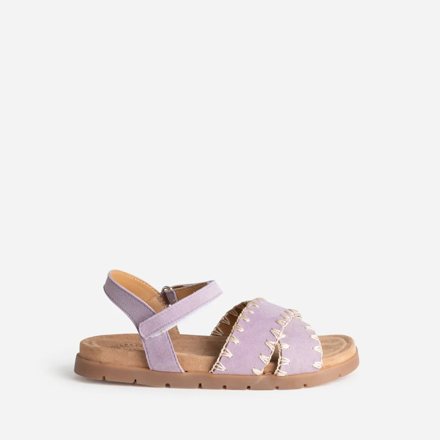 Sandale BUGGY parme cuir velours brodé