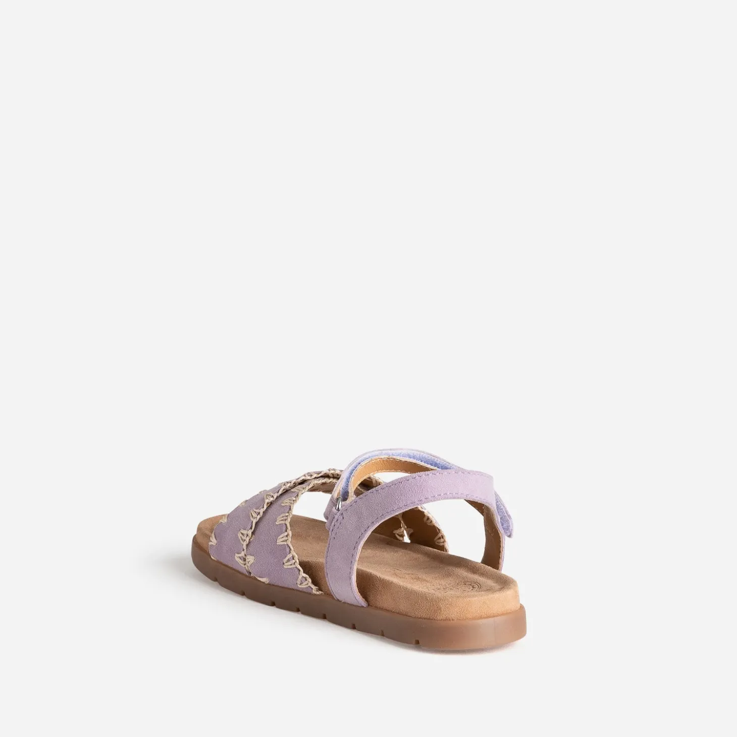 Sandale BUGGY parme cuir velours brodé