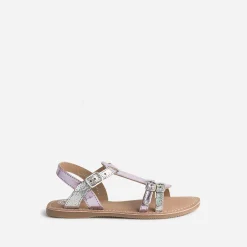 Sandale BUGGY parme métallisé en cuir