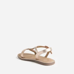 Sandale BUGGY rose cuivré et argenté en cuir
