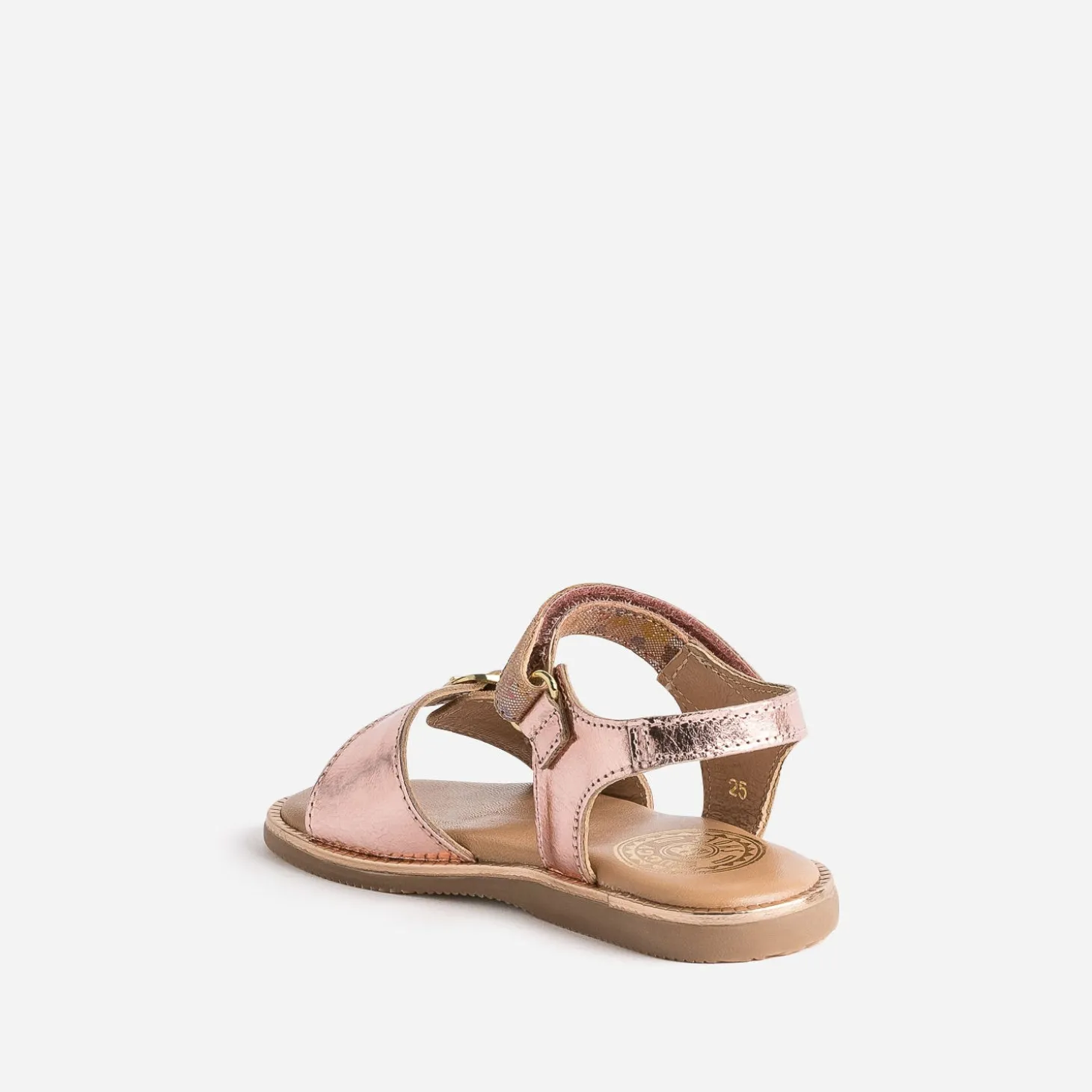 Sandale BUGGY rose cuivré à imprimé fleurs