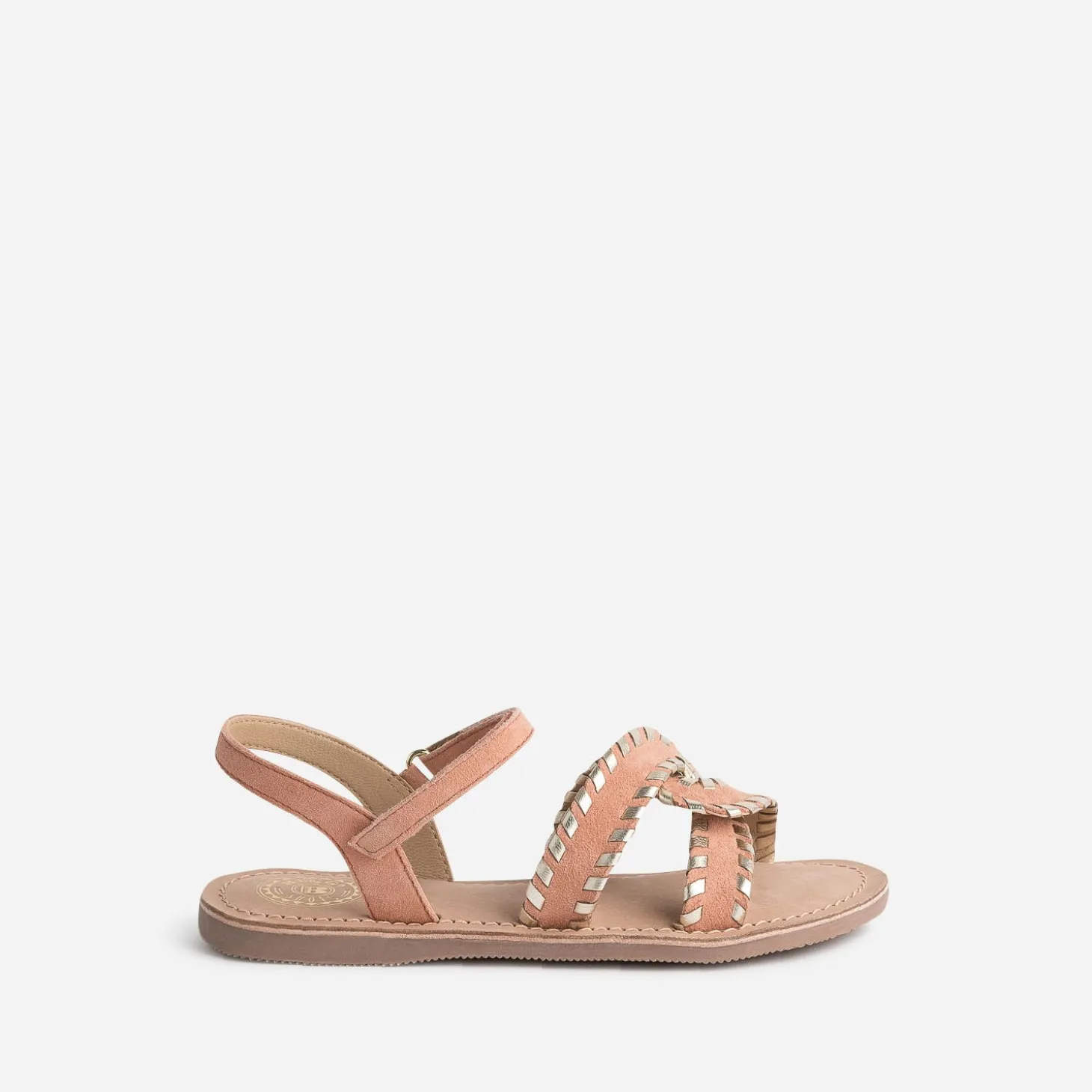 Sandale BUGGY saumon et dorée en cuir velours