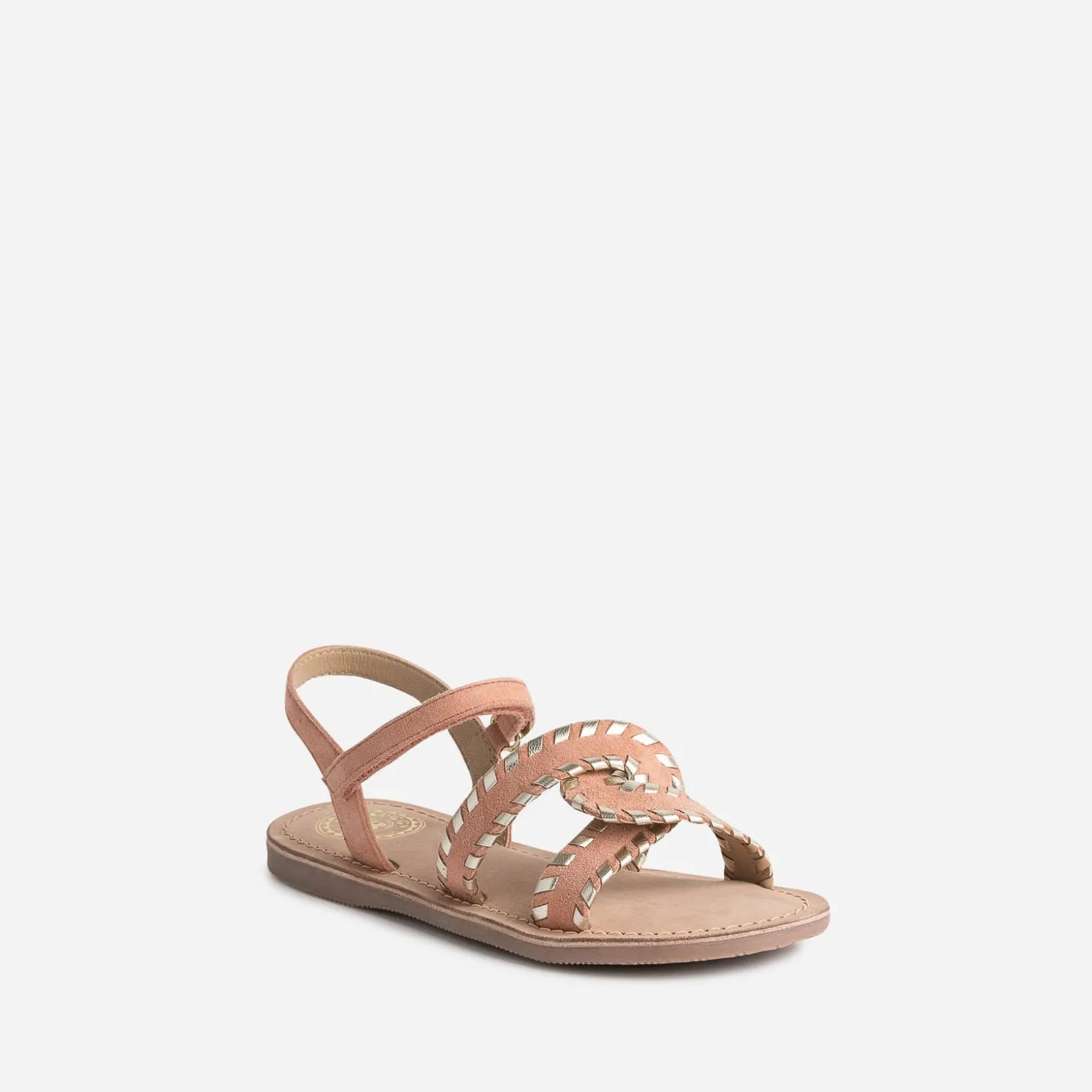 Sandale BUGGY saumon et dorée en cuir velours