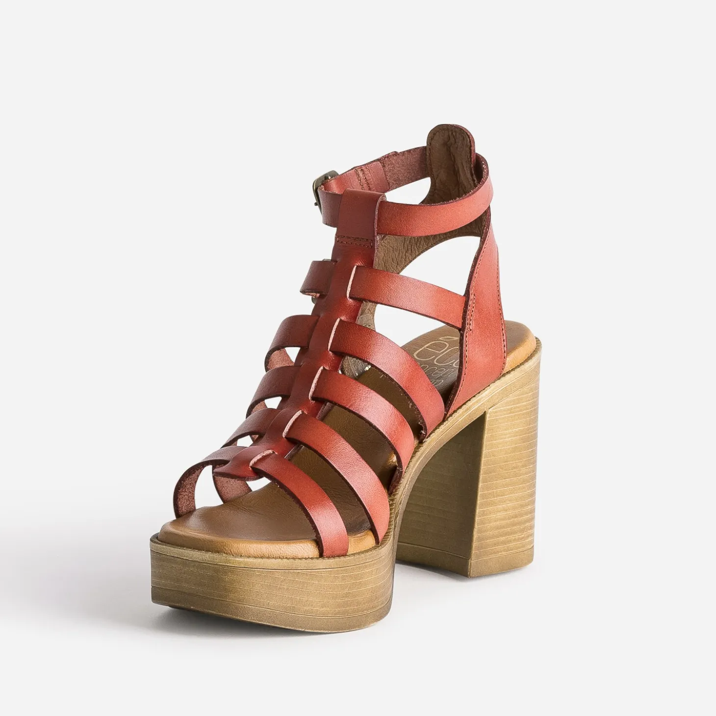 Sandale cage TEXTO brique en cuir