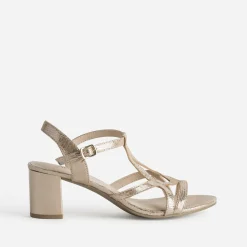 Sandale CAPRICE dorée cuir effet python verni