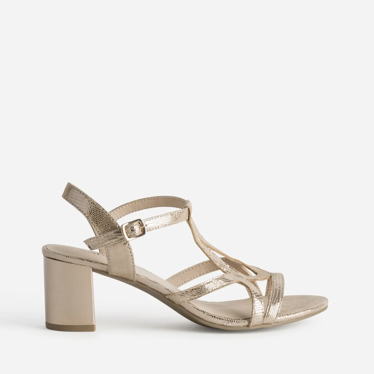Sandale CAPRICE dorée cuir effet python verni