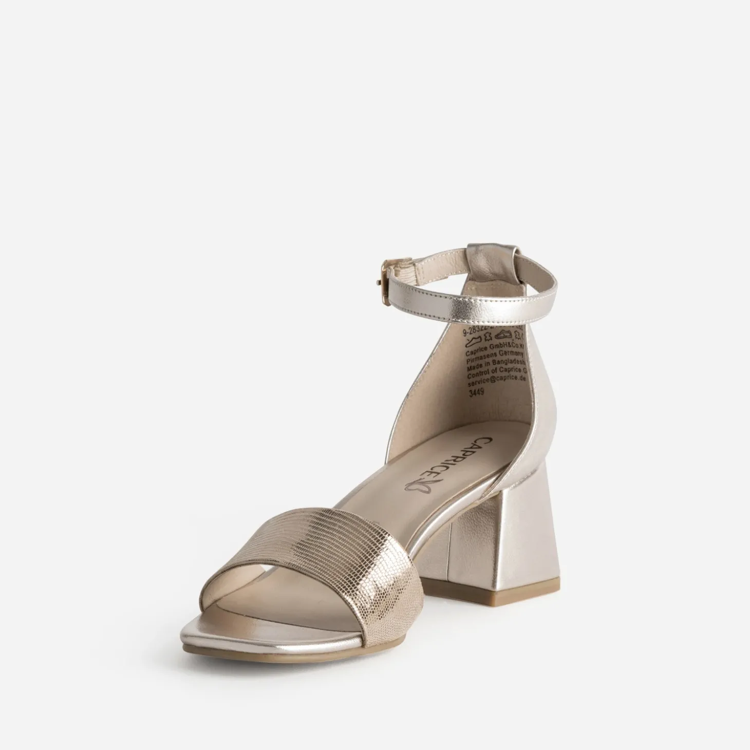 Sandale CAPRICE noire cuir effet python verni