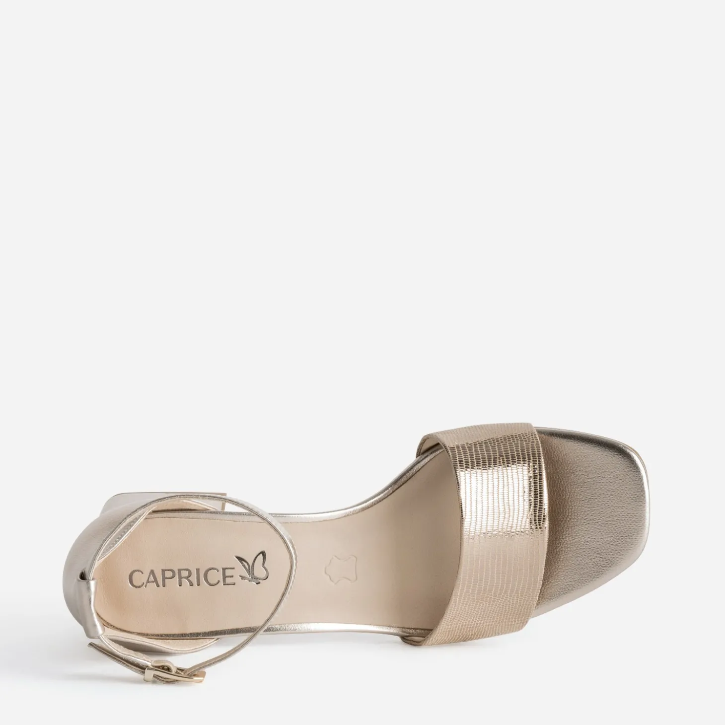 Sandale CAPRICE noire cuir effet python verni