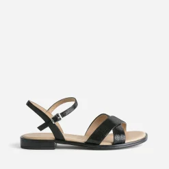 Sandale CAPRICE noire en cuir effet python