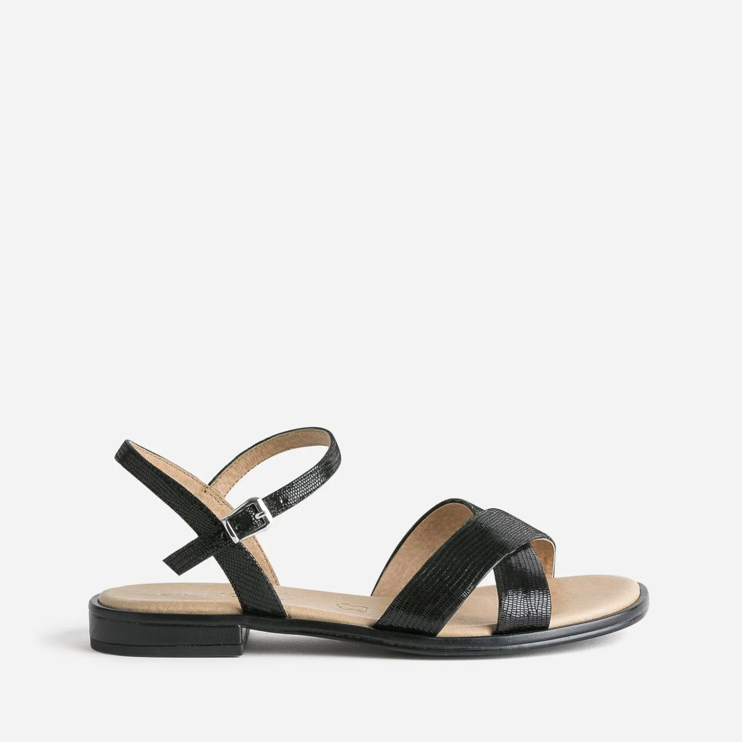 Sandale CAPRICE noire en cuir effet python