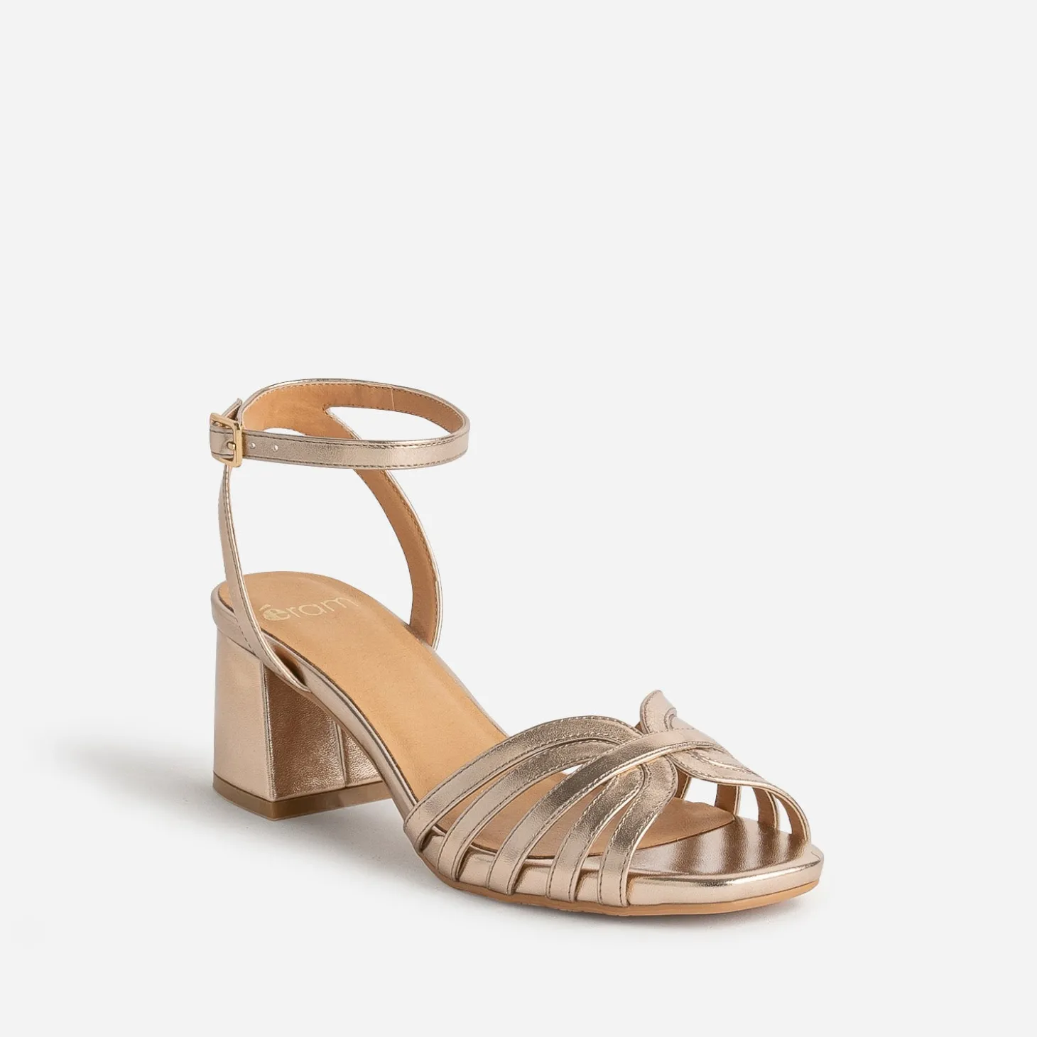 Sandale champagne doré métallisé à brides