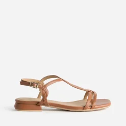 Sandale cognac brides entrelacées