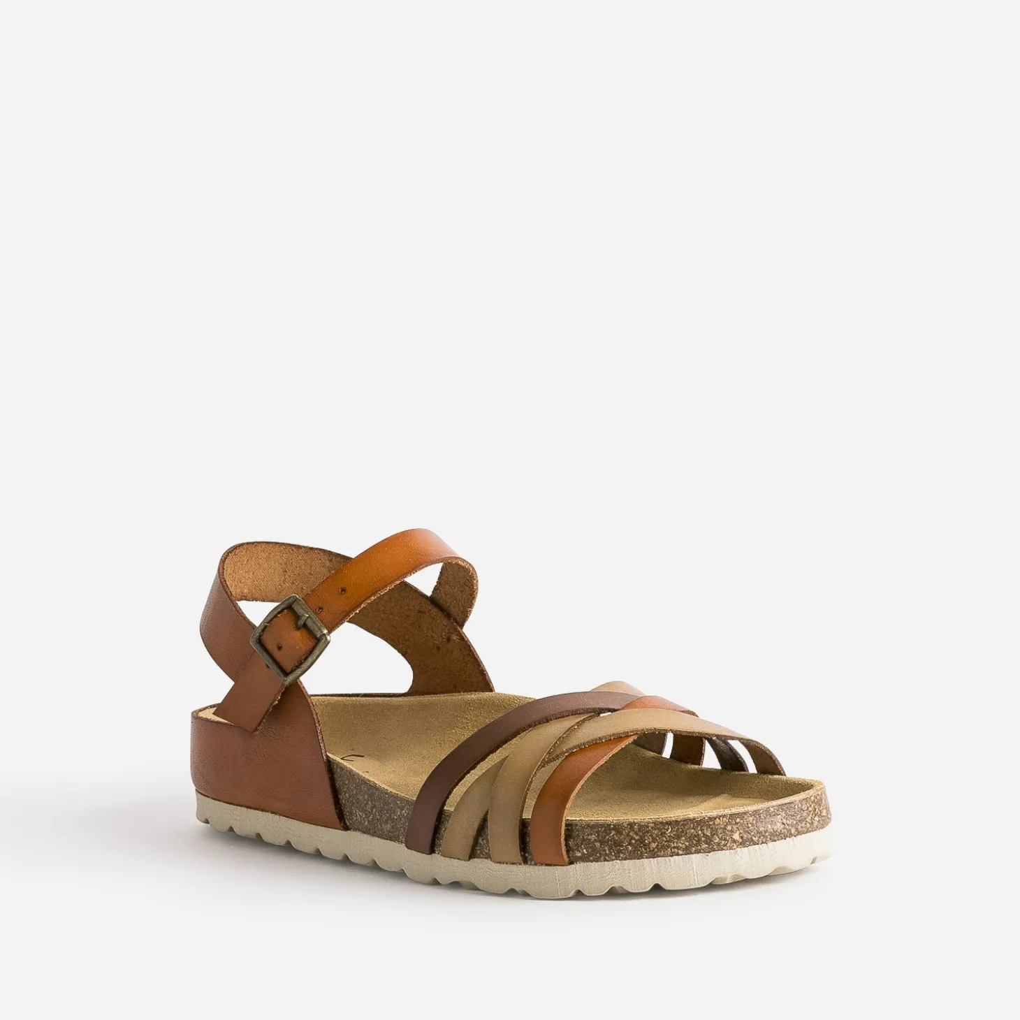 Sandale cognac en cuir