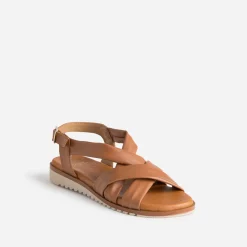 Sandale cognac en cuir souple éco-conçu