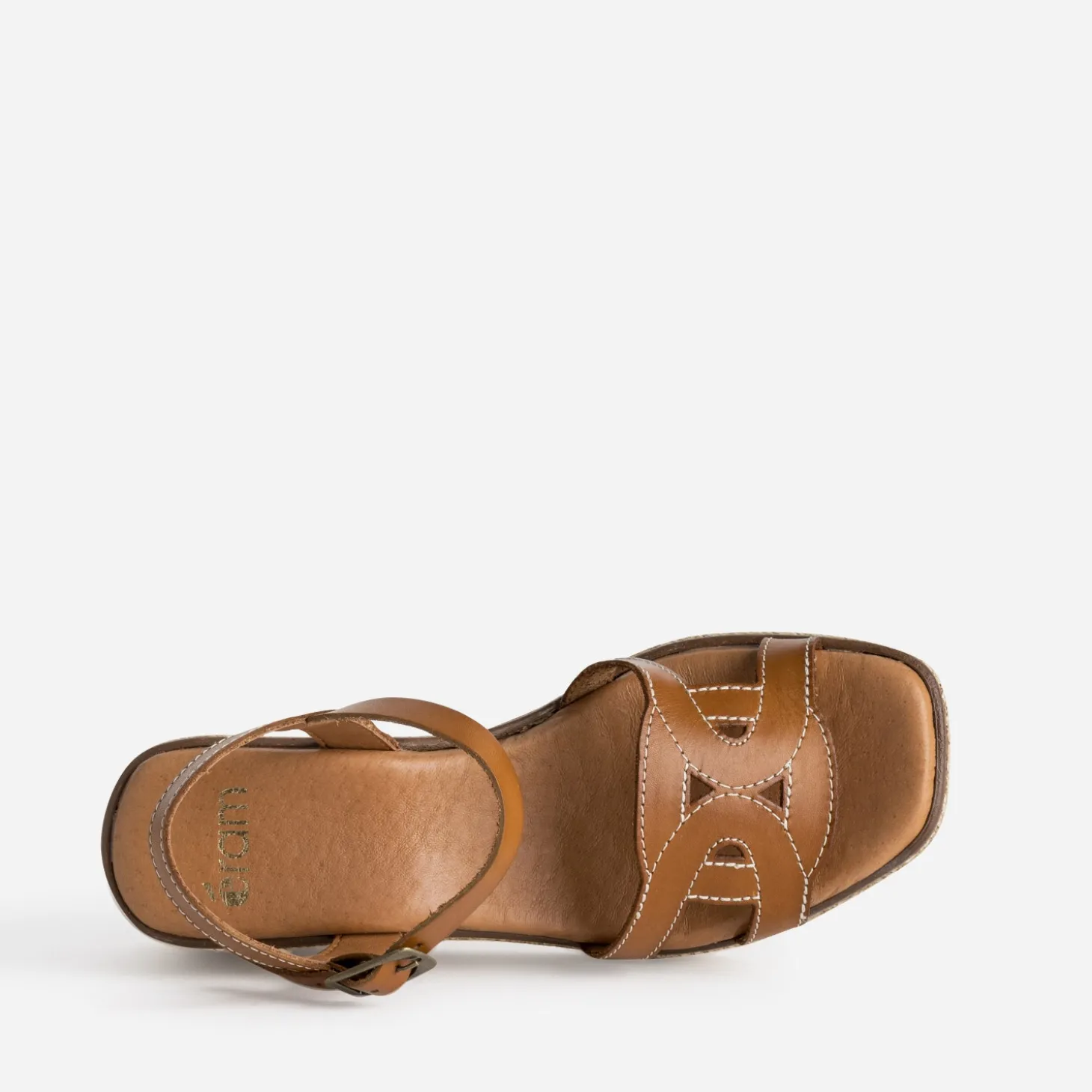 Sandale compensée cognac cuir