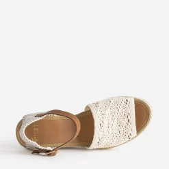Sandale compensée écrue façon macramé