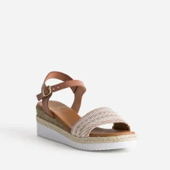 Sandale compensée en cuir éco-conçu