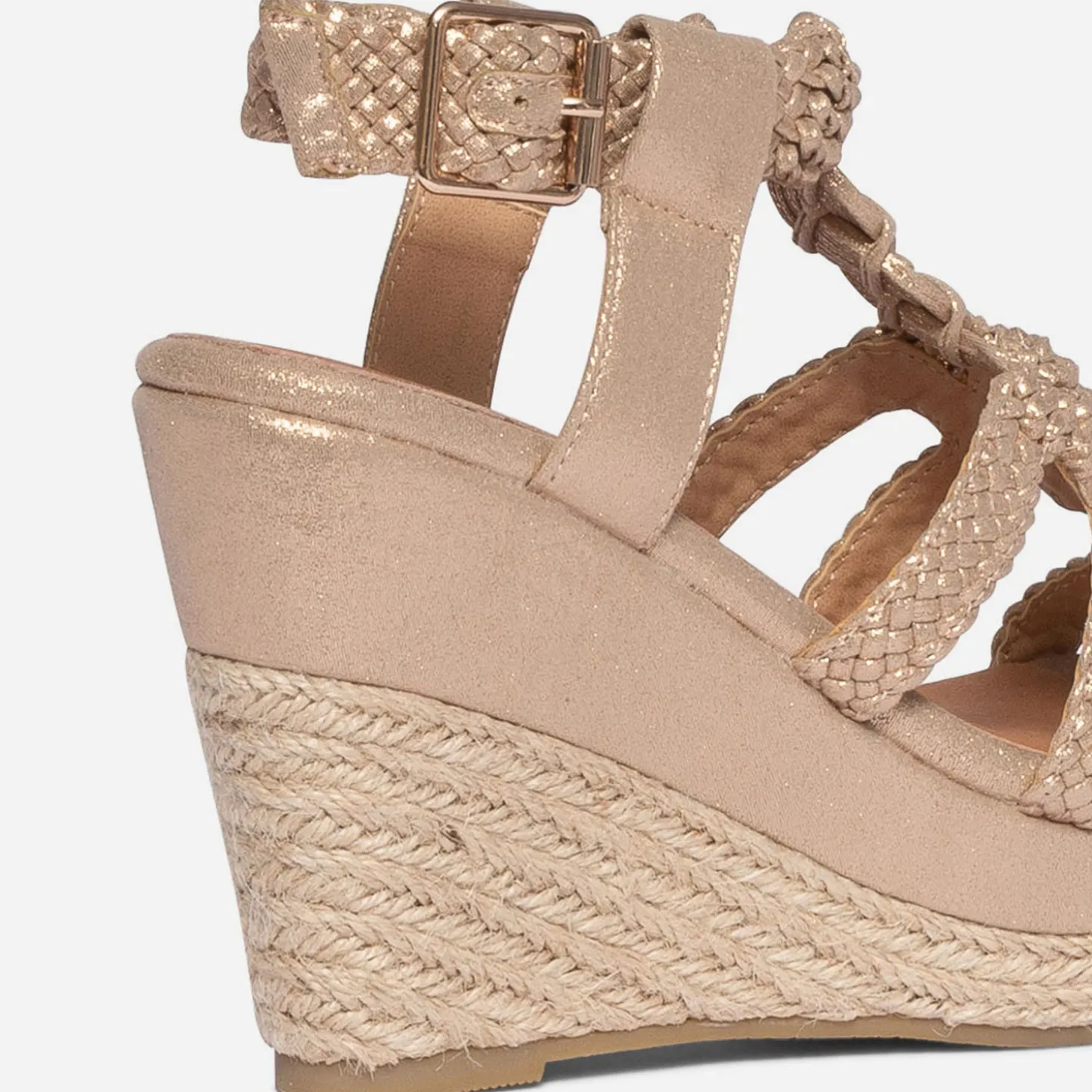 Sandale compensée TEXTO beige irisée