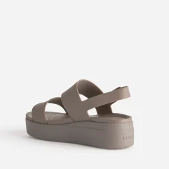 Sandale CROCS beige foncé à plateforme