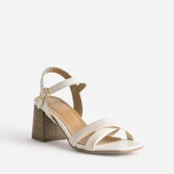 Sandale écrue cuir à talon