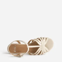 Sandale écrue vernie bride en T