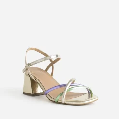 Sandale dorée brides métallisées
