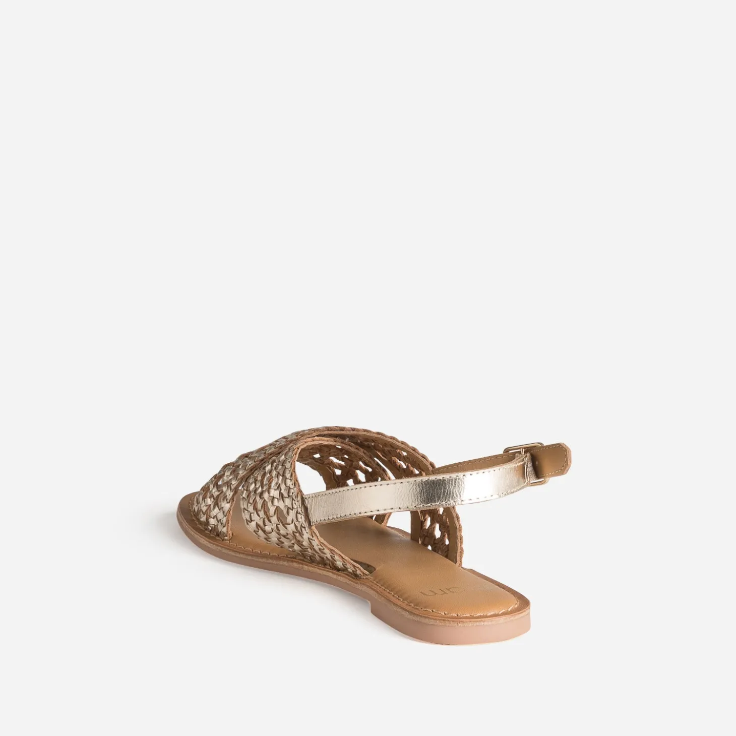 Sandale dorée cuir tressé
