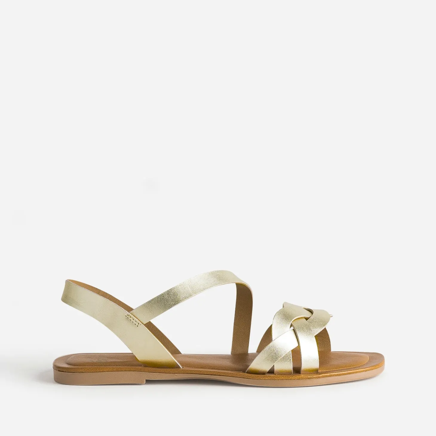 Sandale dorée en cuir