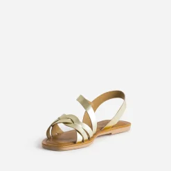 Sandale dorée en cuir